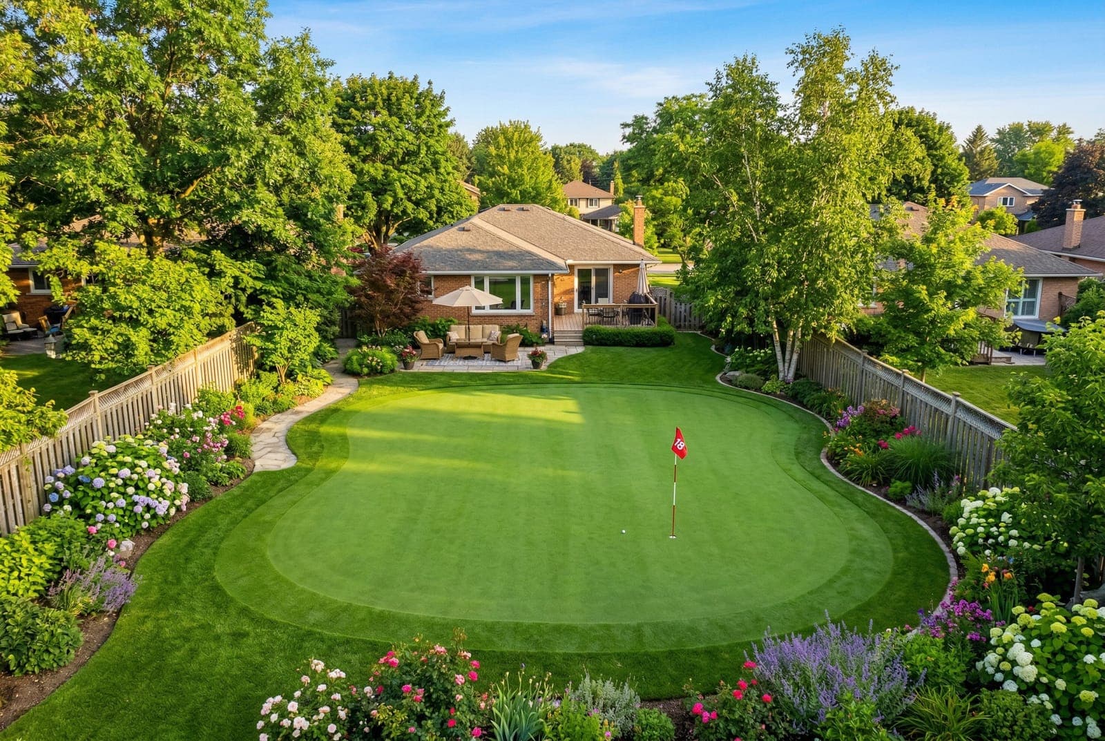Professional lawn care: Best Grass for a DIY Backyard Putting Green - healthy residential grass