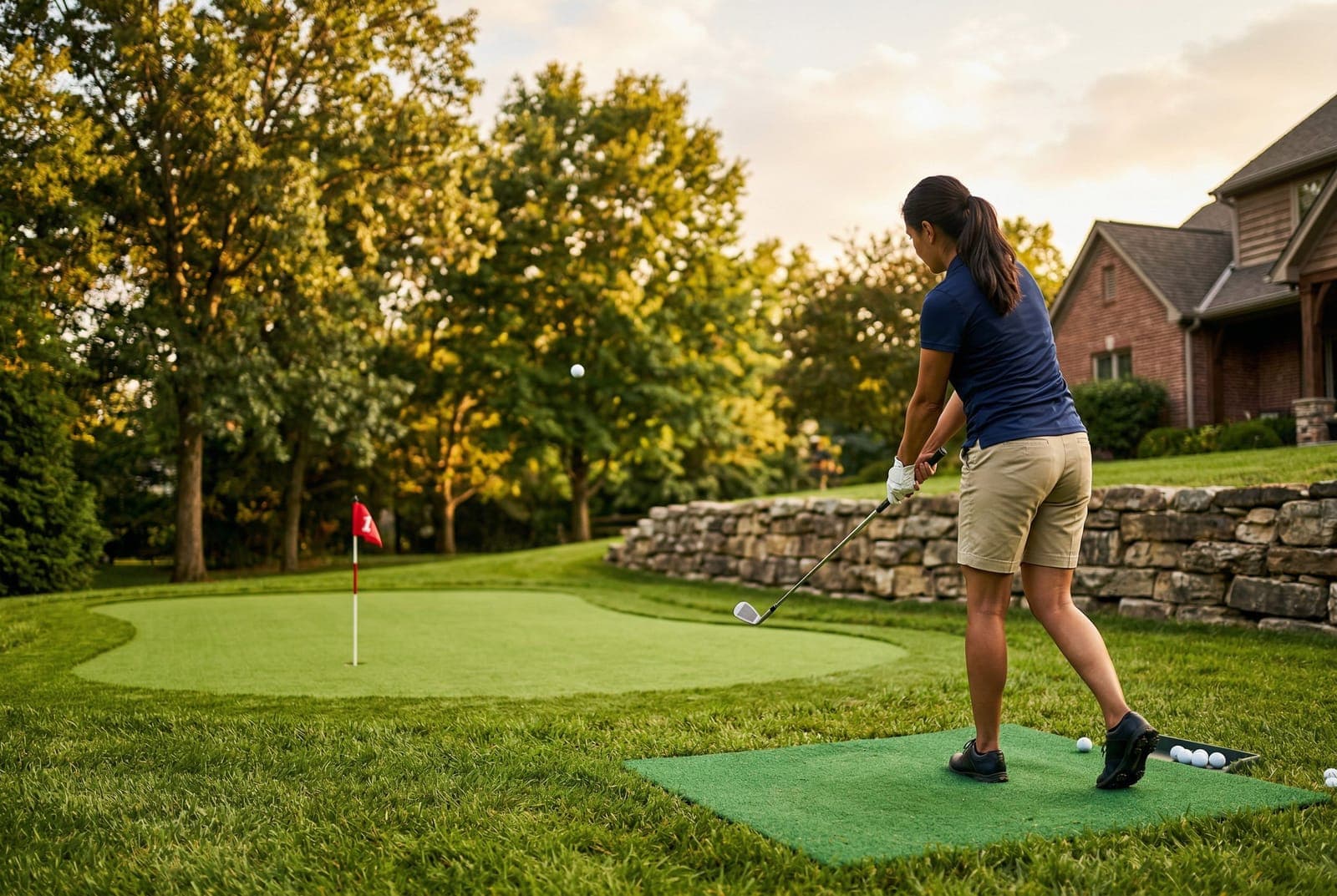 Professional lawn care: DIY Backyard Chipping Green - healthy residential grass