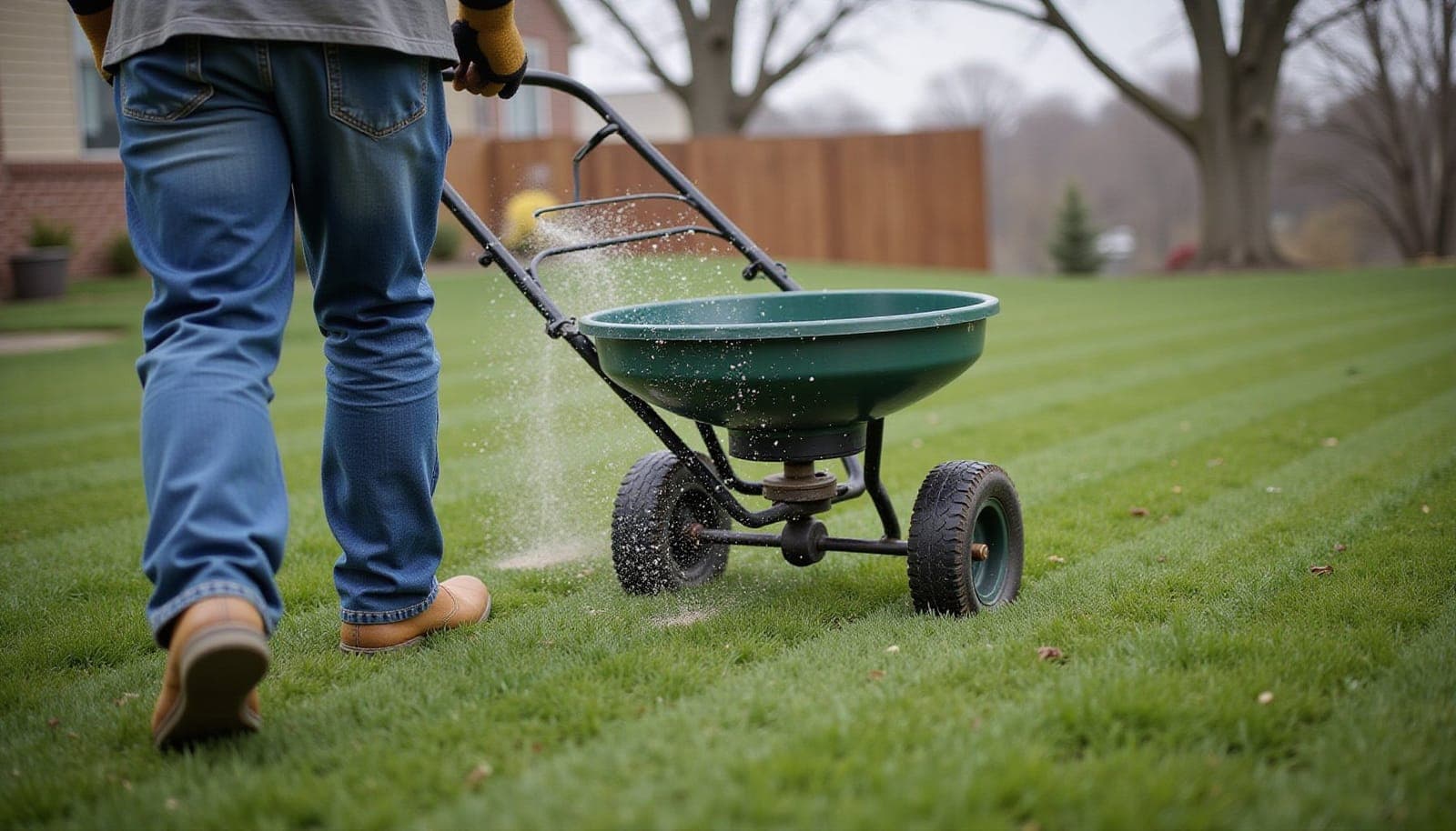 Professional photograph of fall lawn overseeding guide - residential lawn care