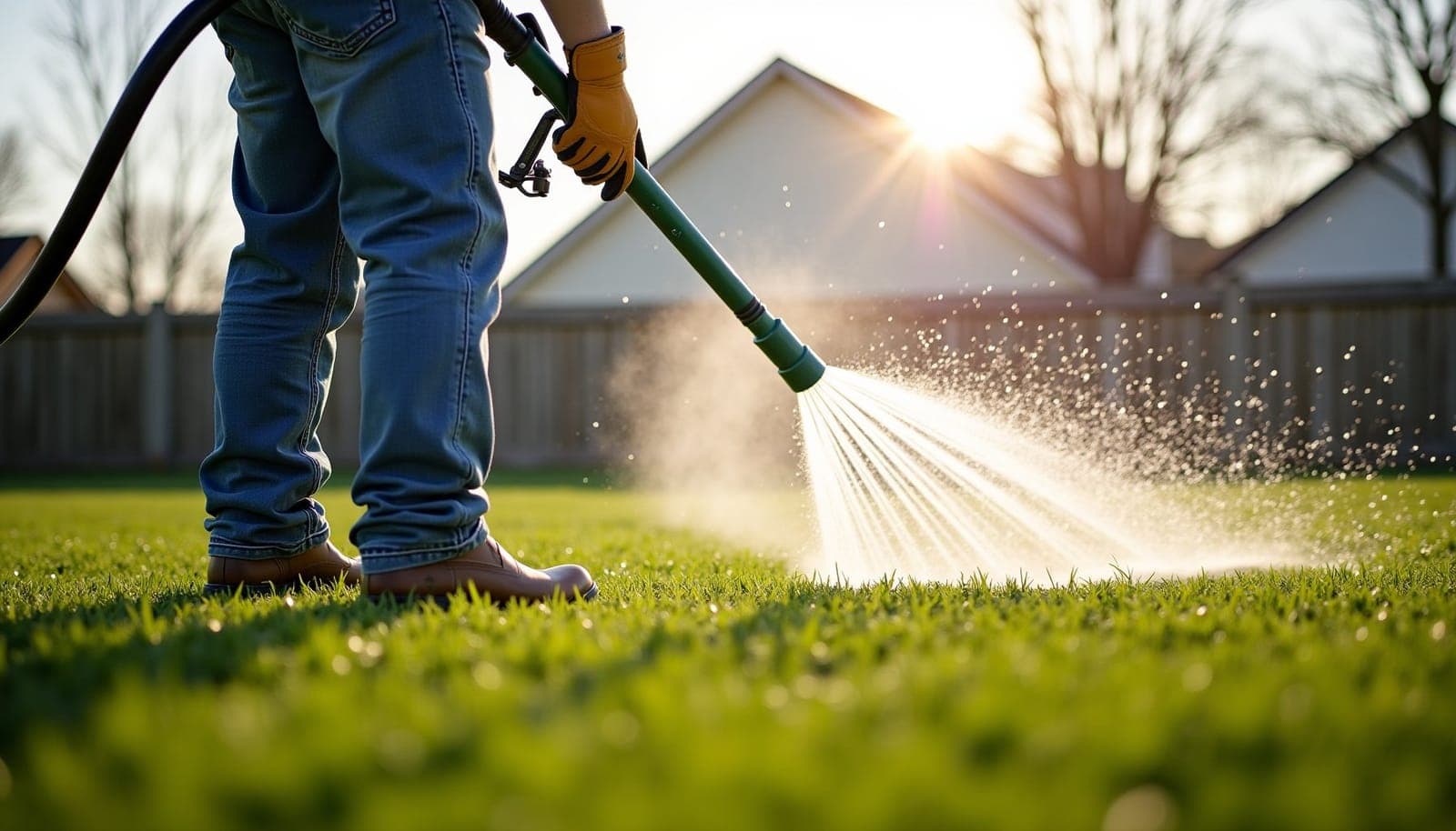 Professional photograph of lawn watering schedule - residential lawn care