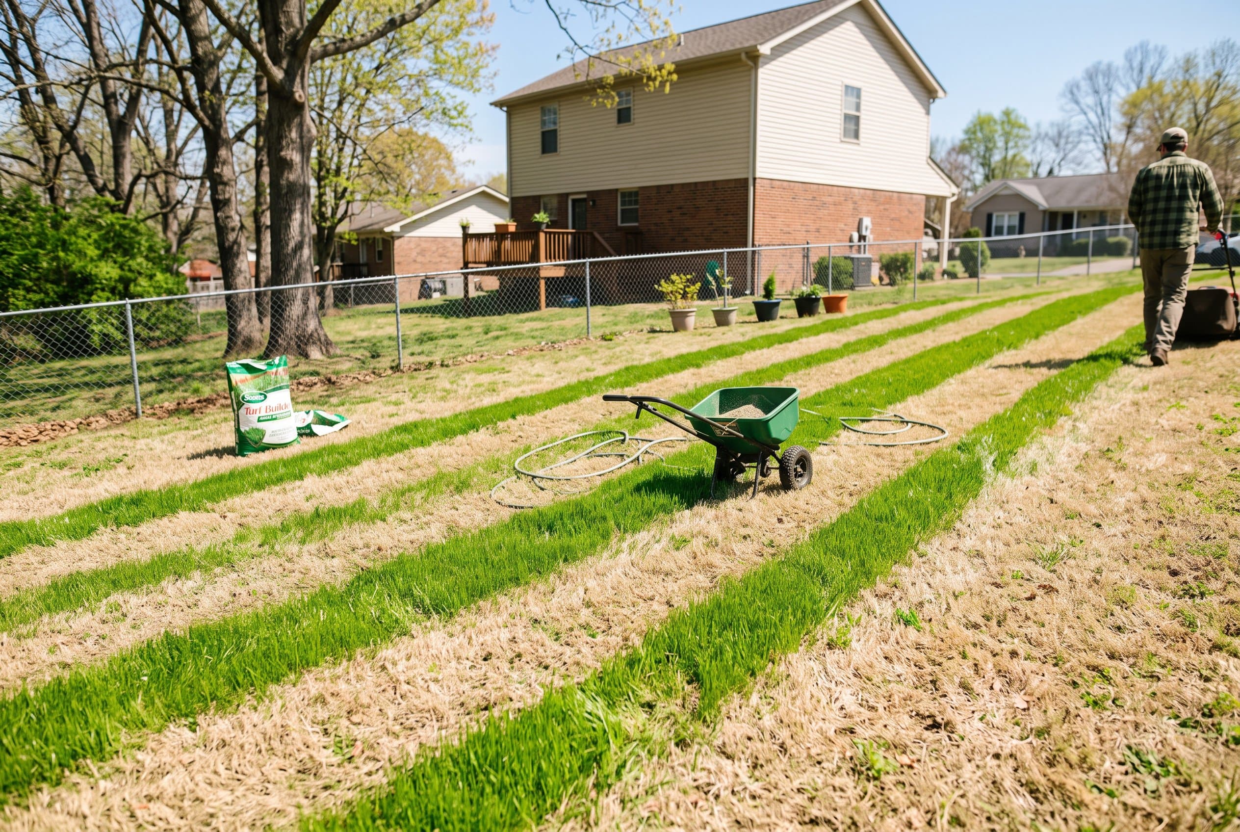 Lush green lawn showing overseeding bermuda grass with ryegrass for thick, healthy turf coverage