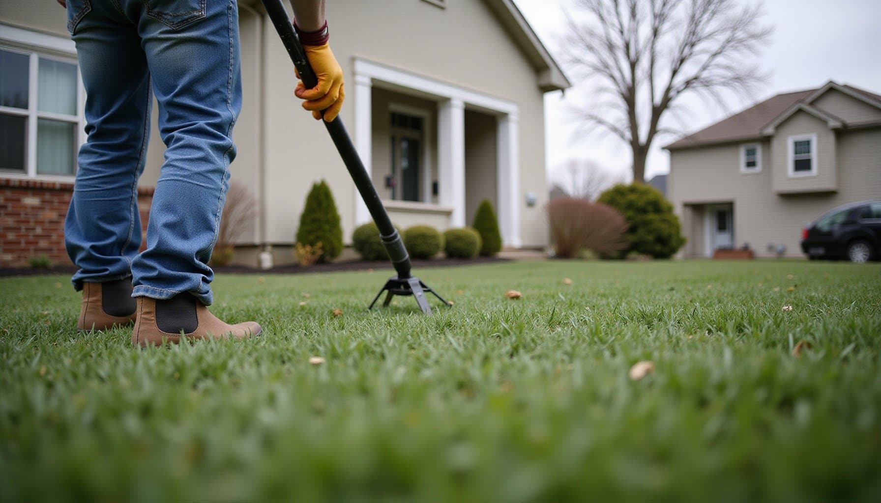 Professional photograph of spring lawn care tips - residential lawn care