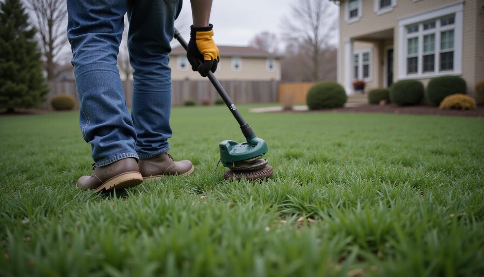 Professional photograph of spring lawn prep - residential lawn care