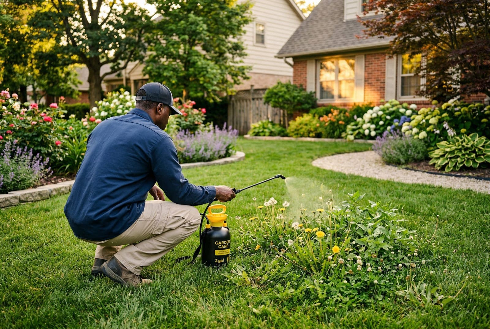 Healthy weed-free lawn with dense grass coverage