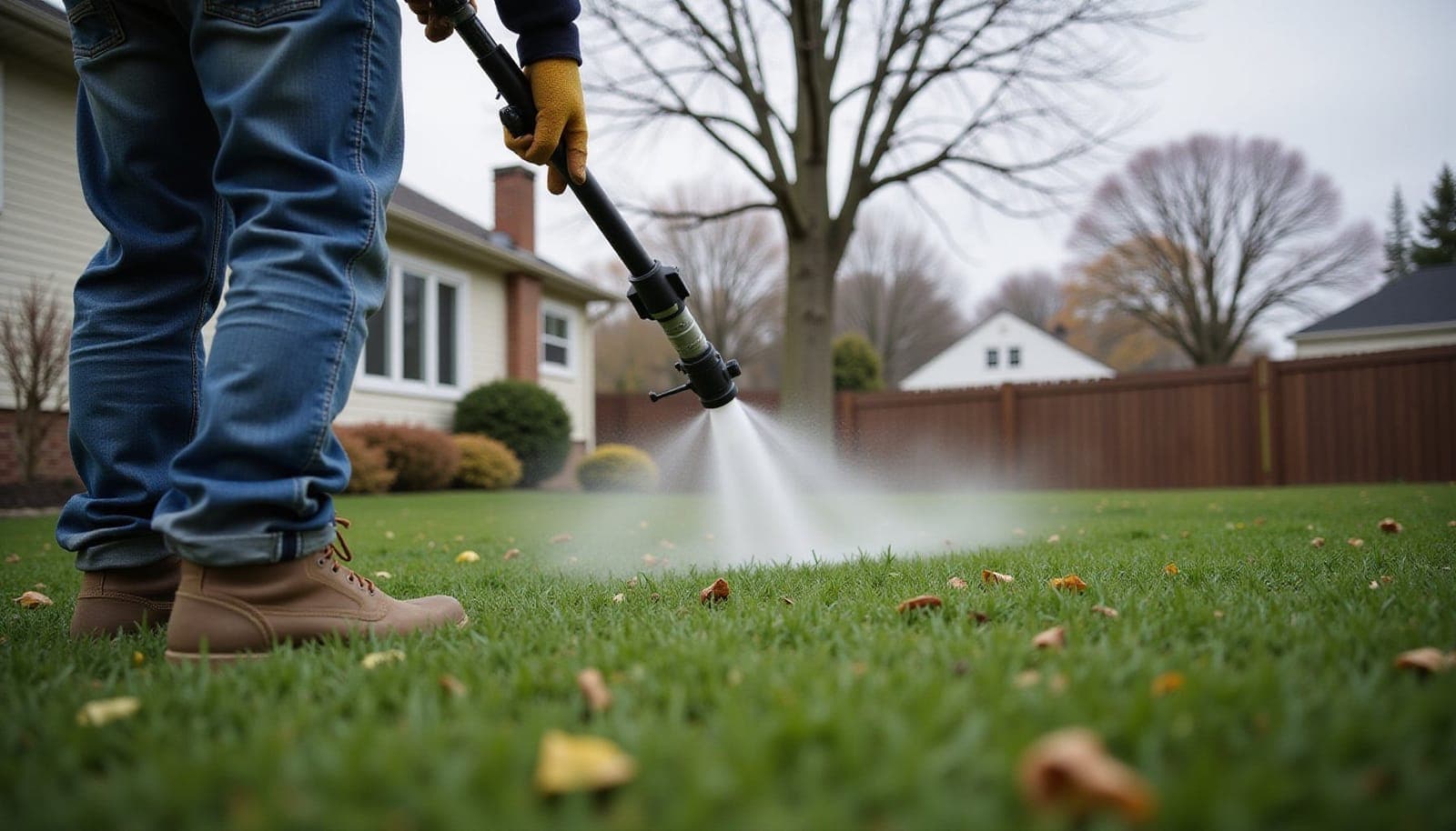 Professional photograph of weed control methods - residential lawn care