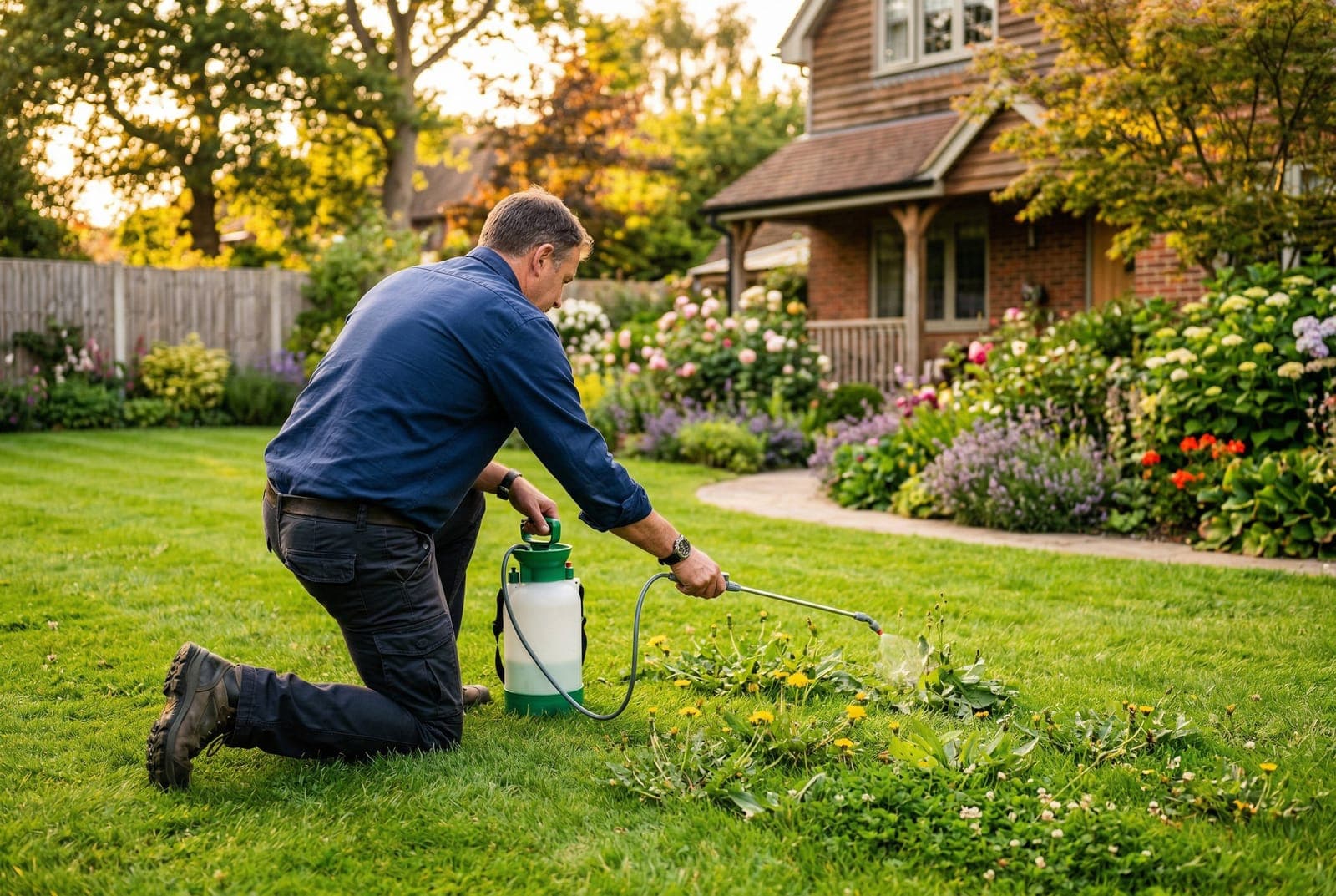 Healthy weed-free lawn with dense grass coverage