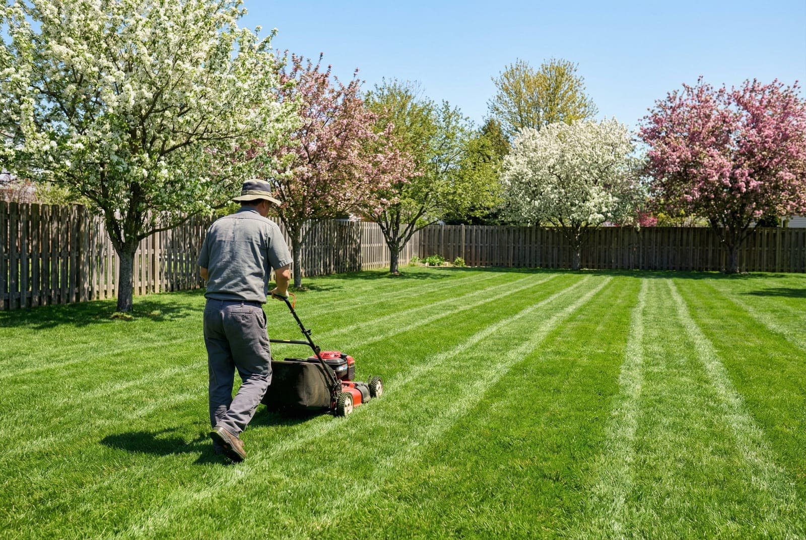 Professional photograph of when to start mowing lawn in spring - residential lawn care