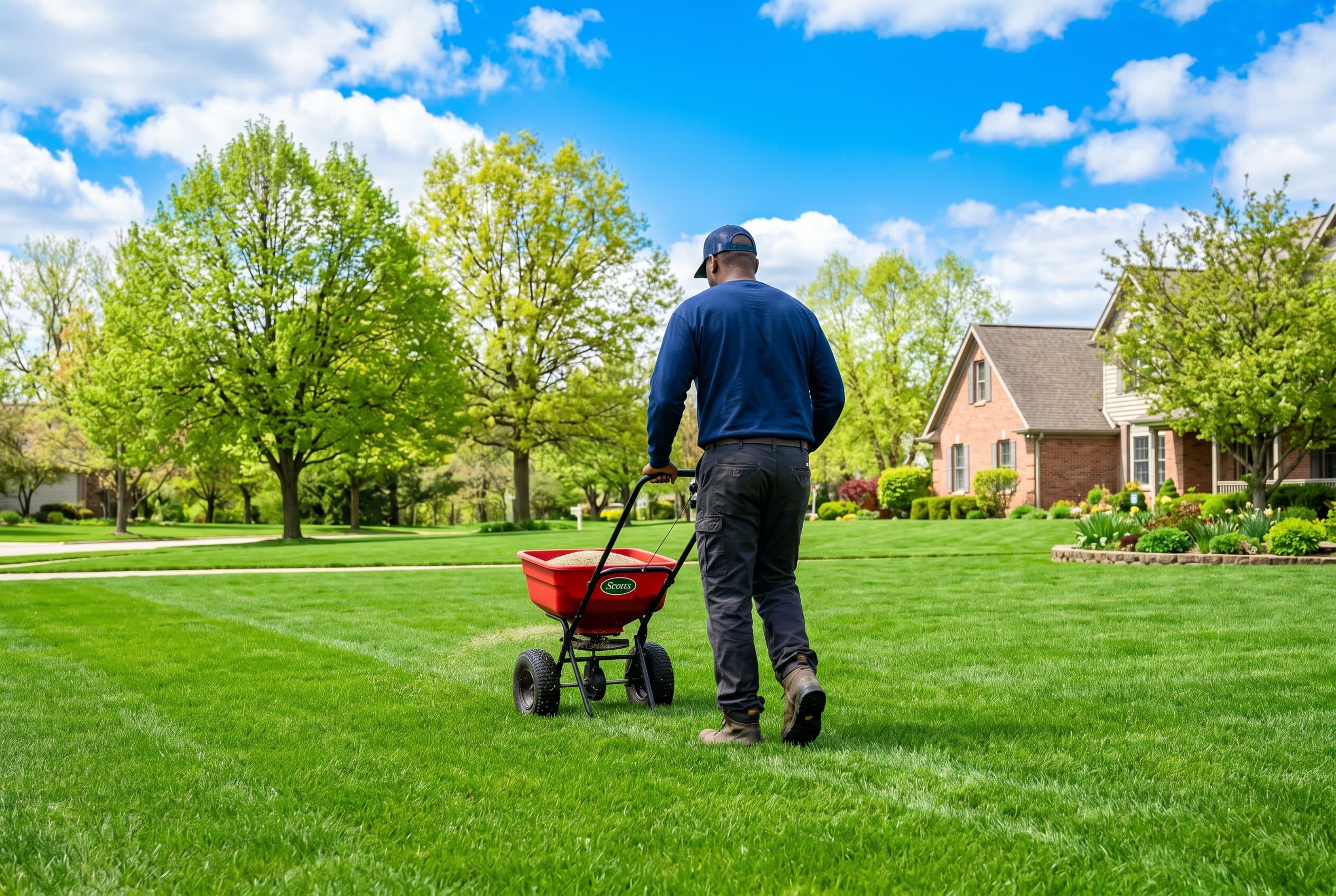 A vibrant green lawn showing ideal grass growth timing for planting grass seed in Illinois