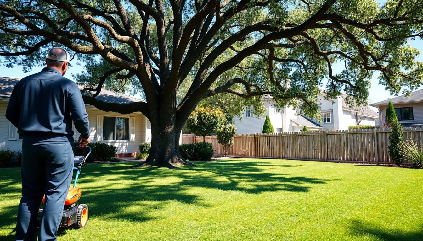 Lush green Texas lawn with healthy St. Augustine and Bermuda grass varieties thriving under bright sunlight