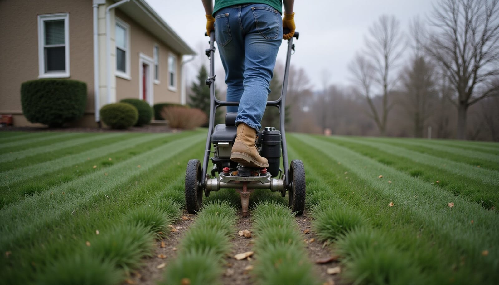 Professional photograph of Should I aerate before or after fertilizing - residential lawn care