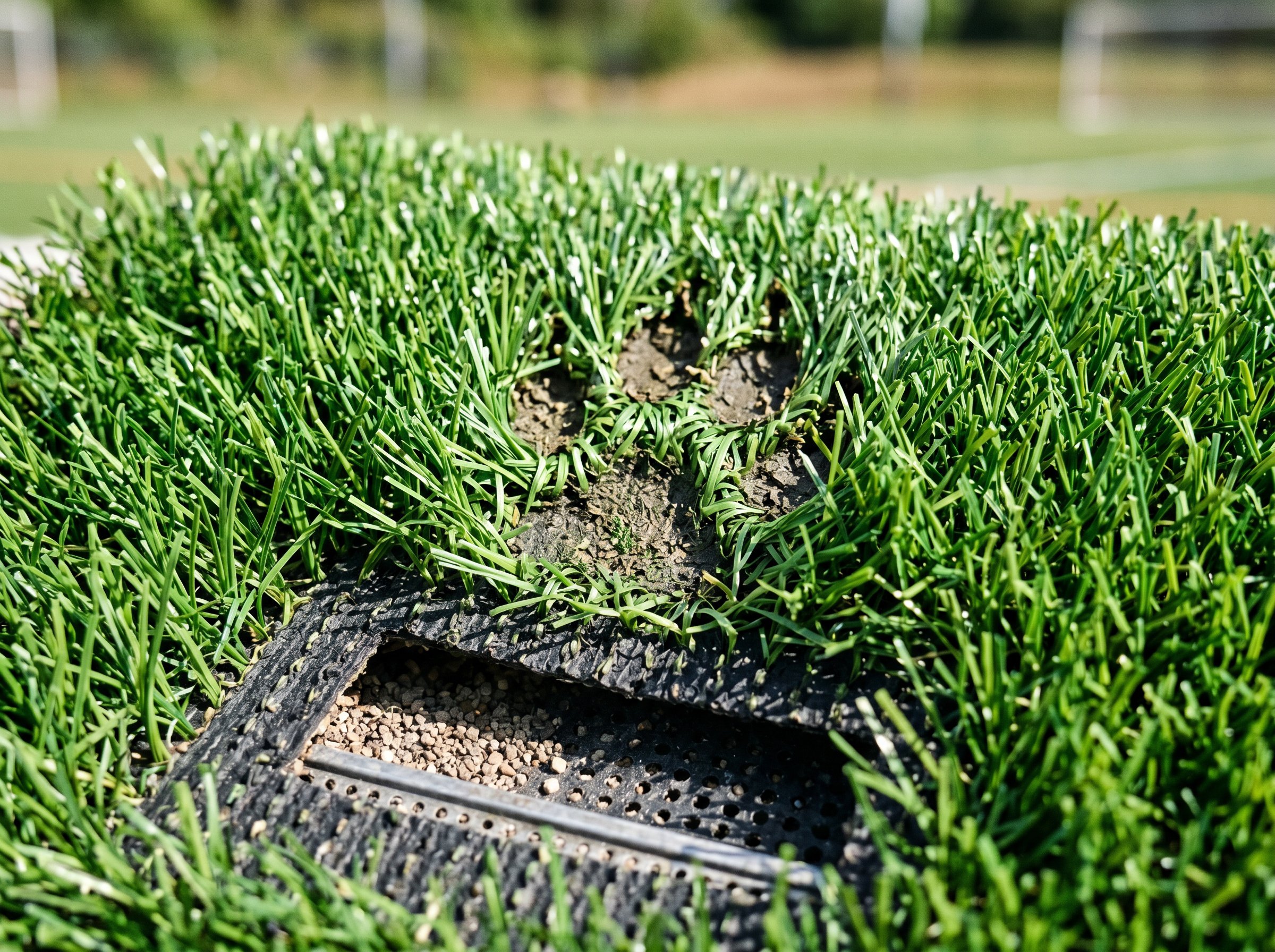 Pet-friendly artificial turf installation in residential backyard with dog playing