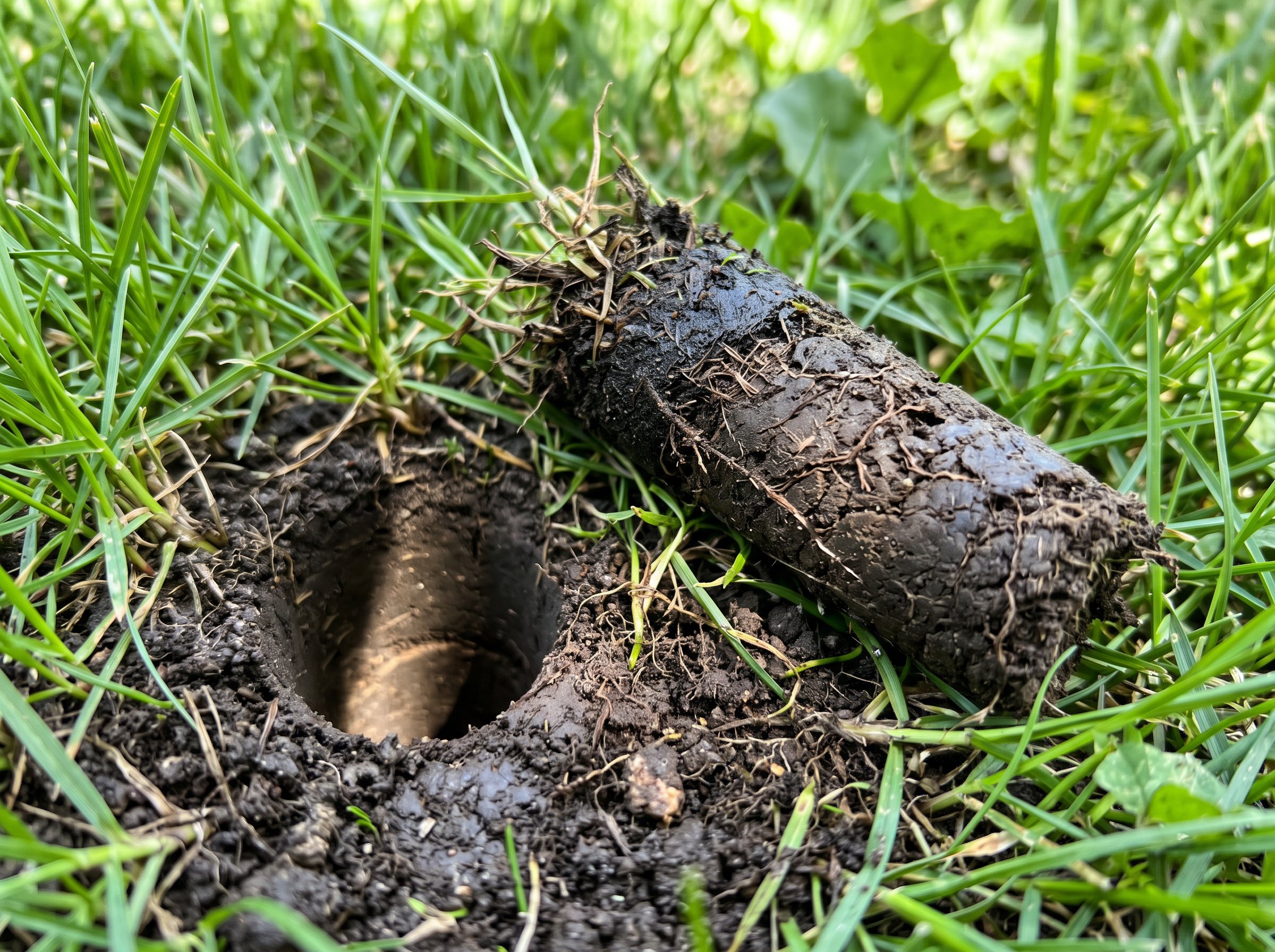 Core aeration vs spike aeration techniques demonstrated on grass lawn