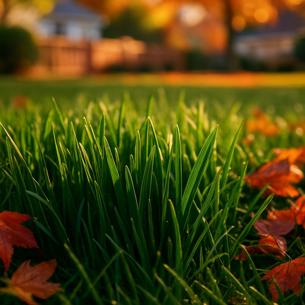 Healthy green grass blades showing fertilizer effectiveness