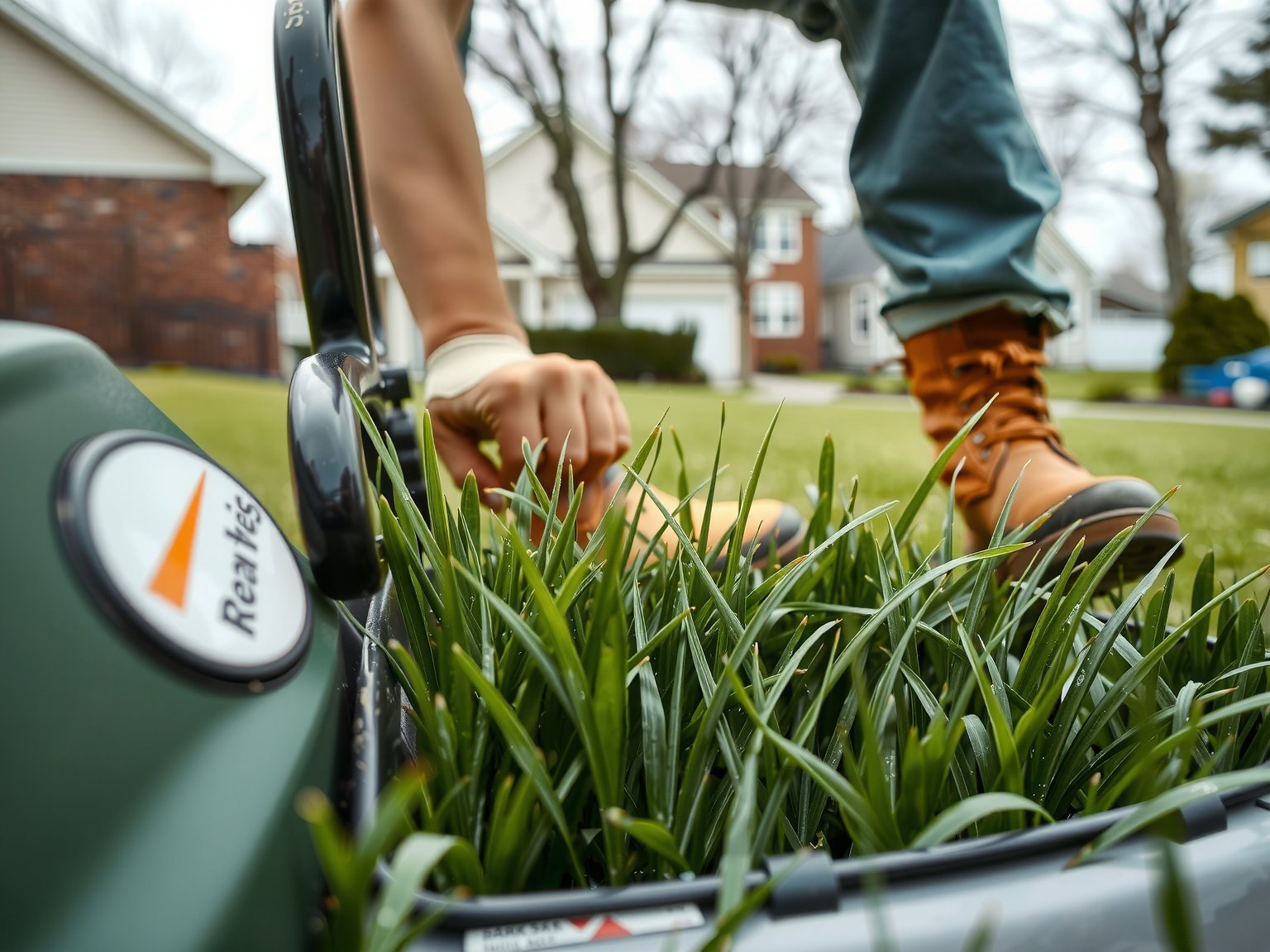 Freshly cut grass showing mowing pattern and blade detail