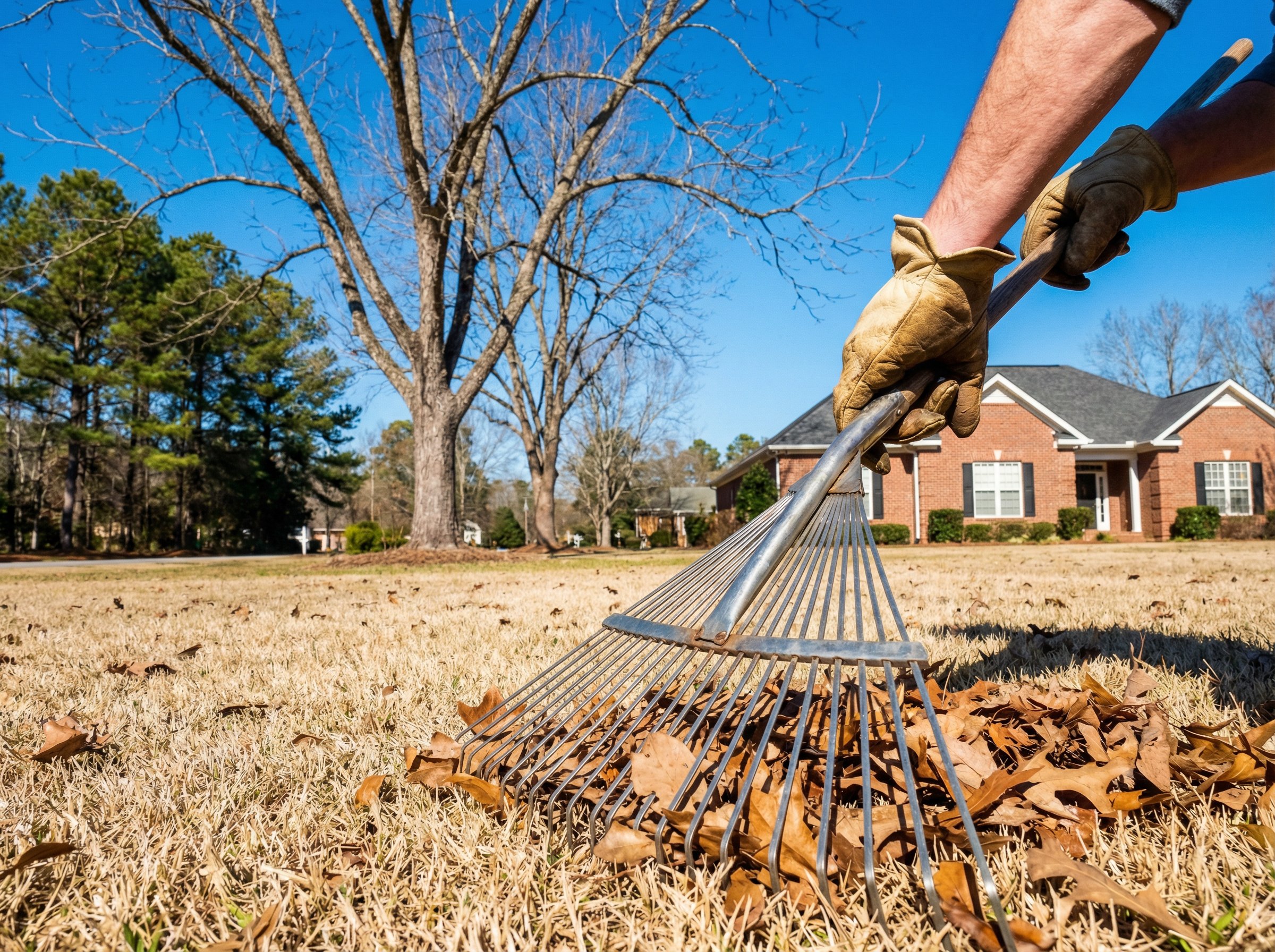 Lush green Georgia lawn with fresh spring growth, demonstrating spring lawn care techniques for healthy grass