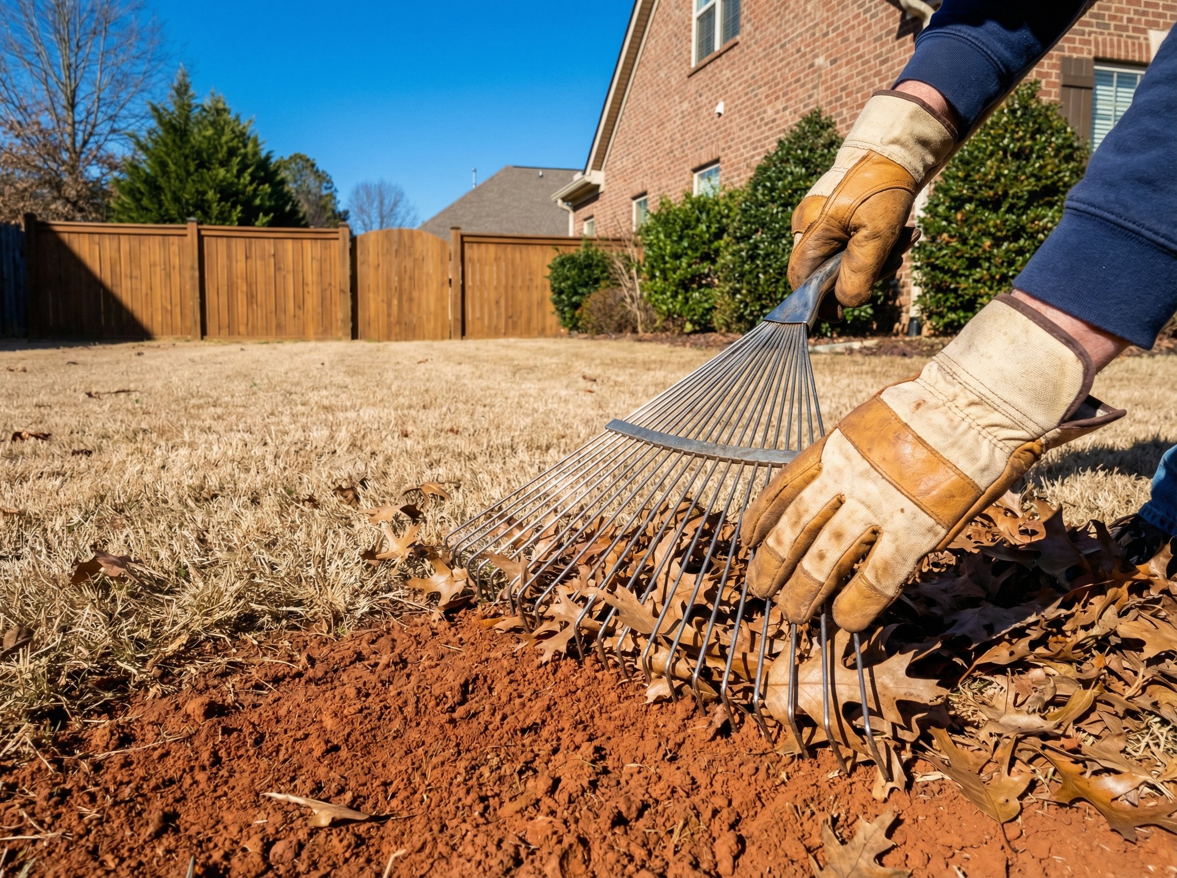 Lush green lawn with sprinkler watering grass during summer in Georgia heat, showcasing proper lawn care techniques
