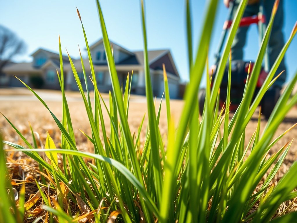 Close-up of lush St. Augustine grass and Bermudagrass side by side, comparing best grass types for Texas lawns