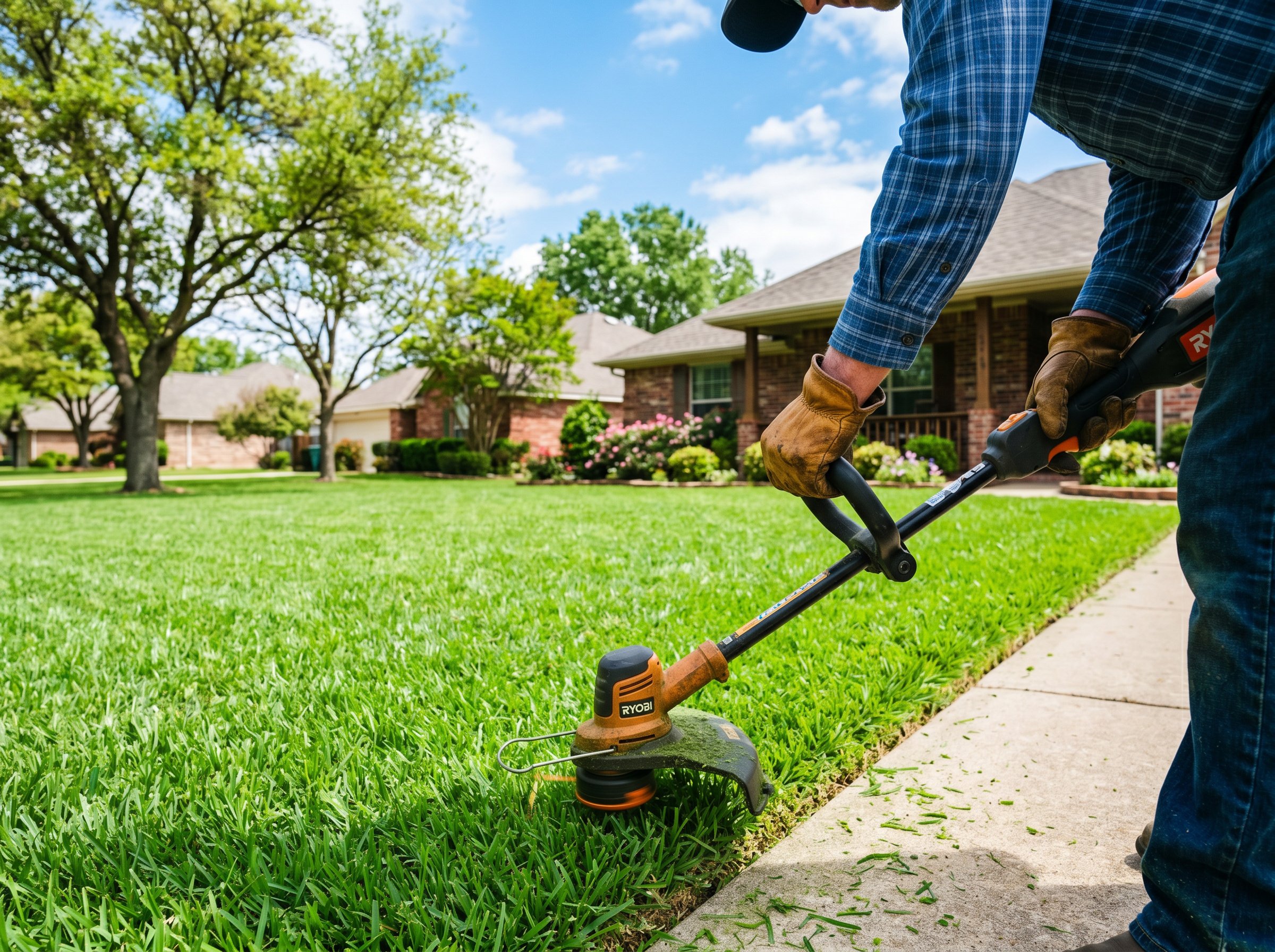 Texas drought lawn care: brown grass during dry season with proper mowing height